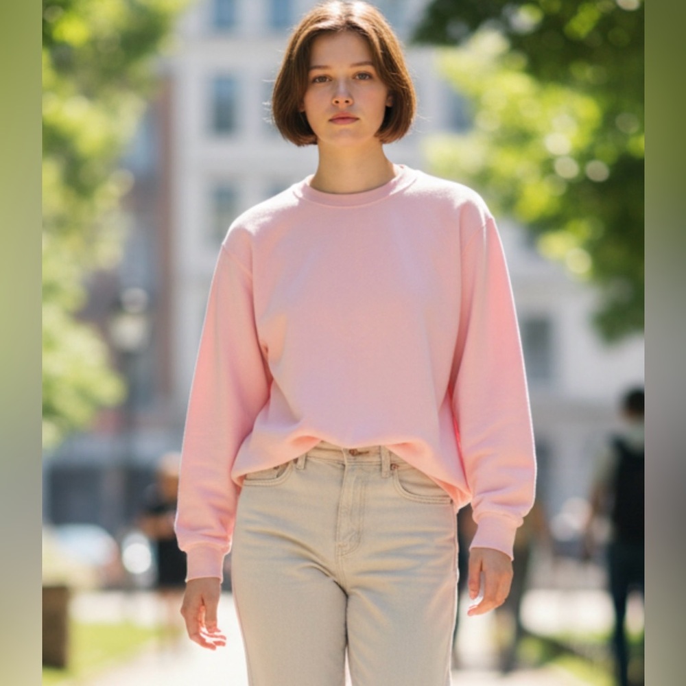 Vintage 90s Streetwear Faded Blank Crewneck Sweatshirt Pink Womens Size S